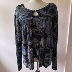 Vintage Onxy Nite Cardigan Set Womens Blue Sparkle Event MOB Made in USA size XL